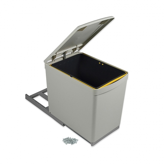 Recycling bin for bottom fastening and manual extraction with 16L container