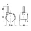 Swivel Twin Hooded Wheel Castor without Brake 30 mm Press Fit