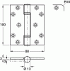 HI-LOAD Steel 3 Knuckle Fixed Pin Butt Hinge 100 x 88 mm