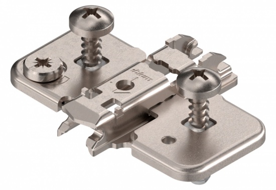 Blum 0mm Cruciform Cam Adjustable Steel Mounting Plate with Split Dowels & Screws