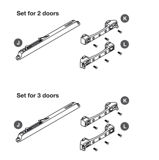 PS48.1 Soft Closing Set for Sliding Wardrobe Doors