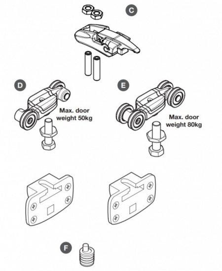 Hafele System 9 Infront Fitting Set for 1 Door