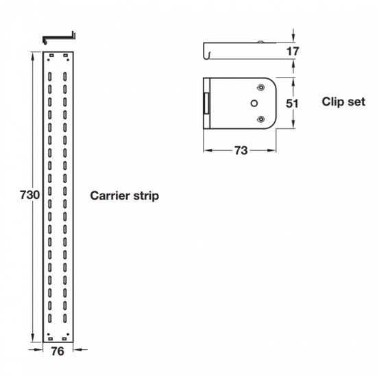 Pivot sliding door runners (horizontal/vertical), for cabinet doors, 550  mm, Accuride 1312 - Daro UK Ltd