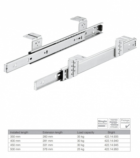 Accuride 2109 Ball Bearing Keyboard Shelf Runners Single Extension
