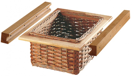 Wicker Kitchen Basket For 500mm Cabinet With Wood Runners for 18/19 mm Board