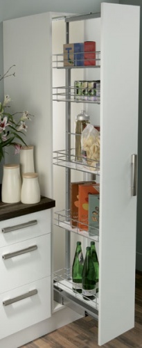 Pull Out Larder Unit Chrome Linear Wire Baskets Soft Closing