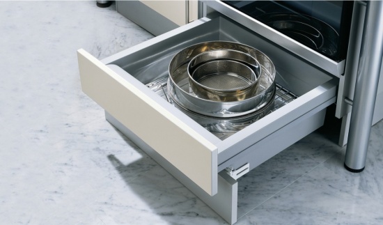 Under Oven Drawer Set with Moulded Plastic Drawer and Runners