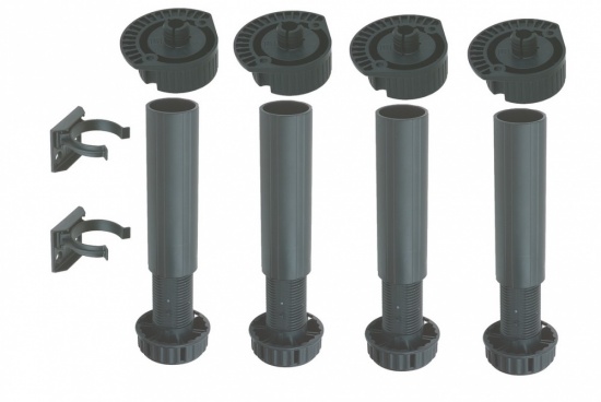 Adjustable Cabinet Legs Dowel Fixing Black Plastic