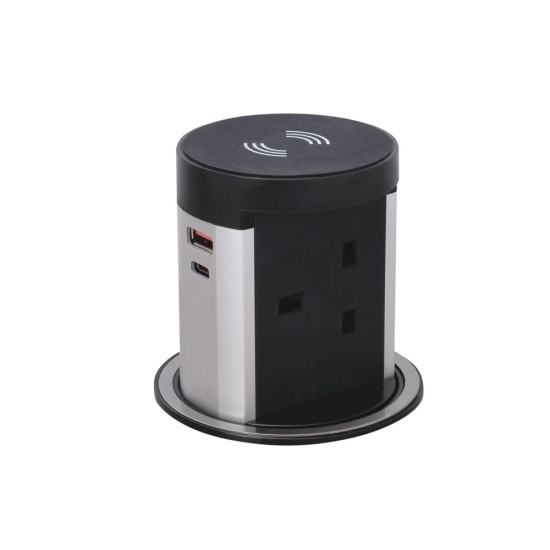Pop-Up Socket, with Wireless and Dual USB Quick Charge