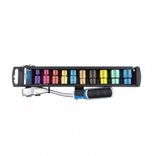 Hogert 1/2'' Color Coded Sockets Set with Ratchet Handle 11 pcs