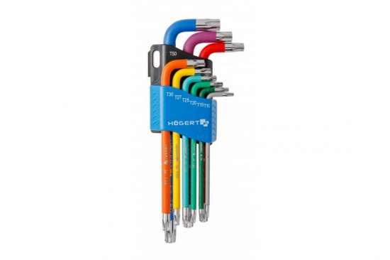 Torx Keys with Long Arm & Coloured Set 9 pcs