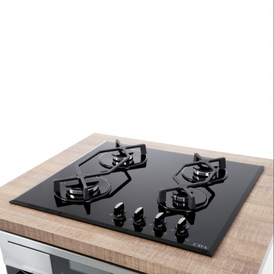 CDA Four Burner Gas On Glass Hob - HVG62