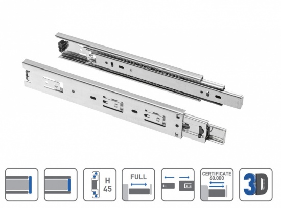 Ball Bearing Full Extension Cabinet Drawer Runner Slide H-45