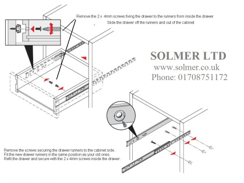 5 Pairs Metal Ball Bearing Drawer runner Pr 278mm draw depth for 17mm by GTV