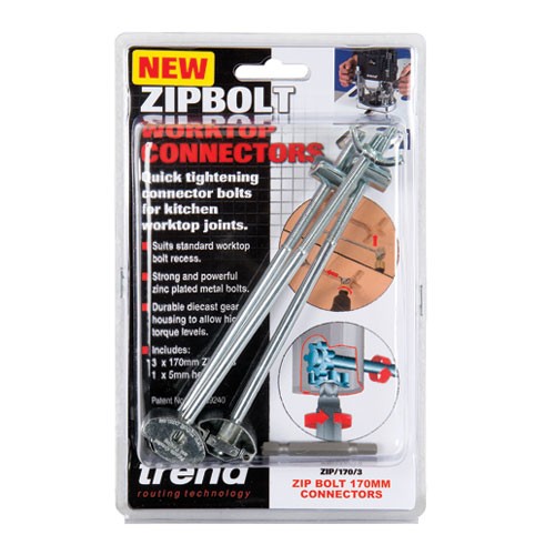 ZipBolt Quick Tightening Bolts for Kitchen Worktop Joint