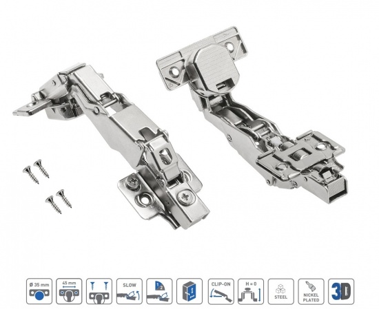 3D Soft Close 165 Kitchen Cabinet Door Hinge - Full Overlay