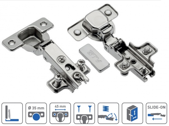 Self Opening Cabinet Door Hinge Euro Screws