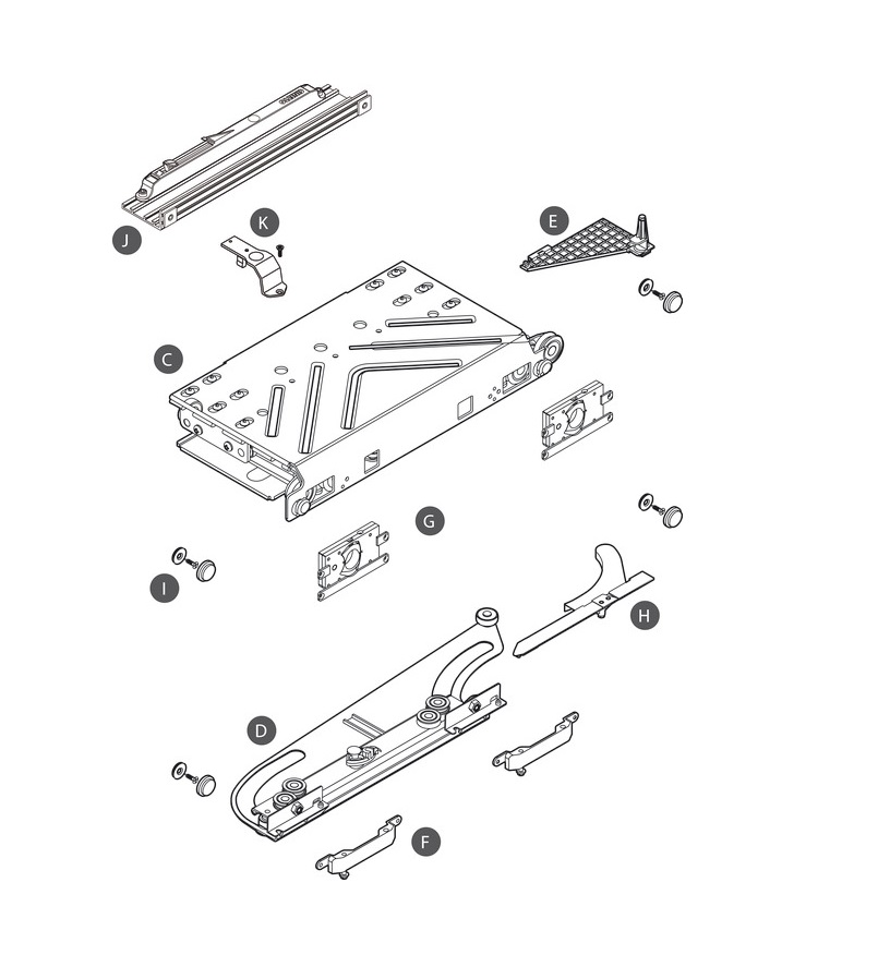 Hafele PS40.1 Fitting Set Only for Flush Sliding Wardrobe Door