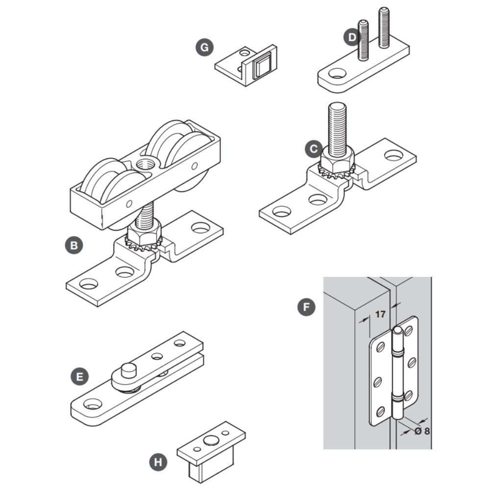 Fitting Set, for Folding Doors, HawaBifold 30