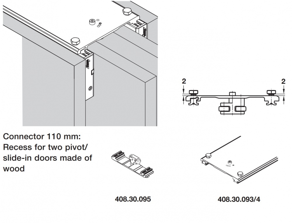 Hawa Concepta Connecting Bracket for Pivot Sliding Door Body