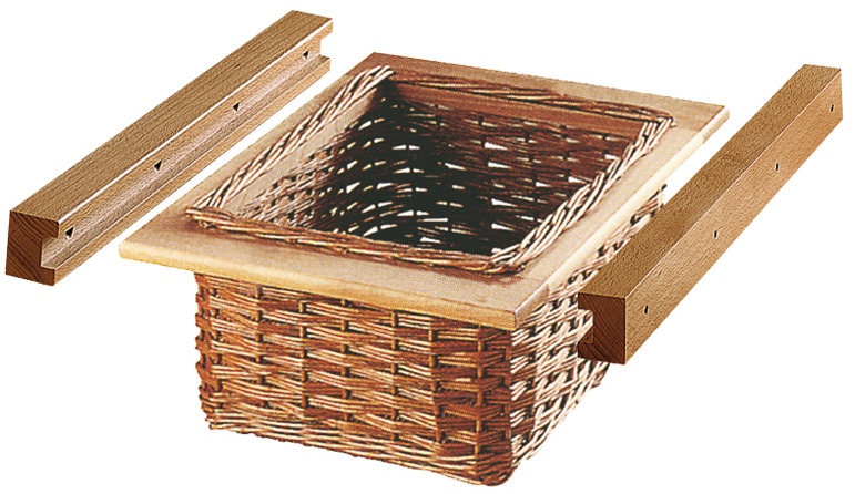 Wicker Kitchen Basket For 500mm Cabinet With Wood Runners for 18/19 mm Board