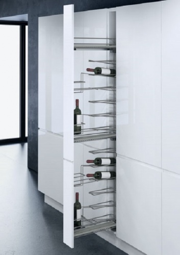 Pull Out 150mm Larder Unit With 16 Bottles WINE RACKS - solmer.co.uk