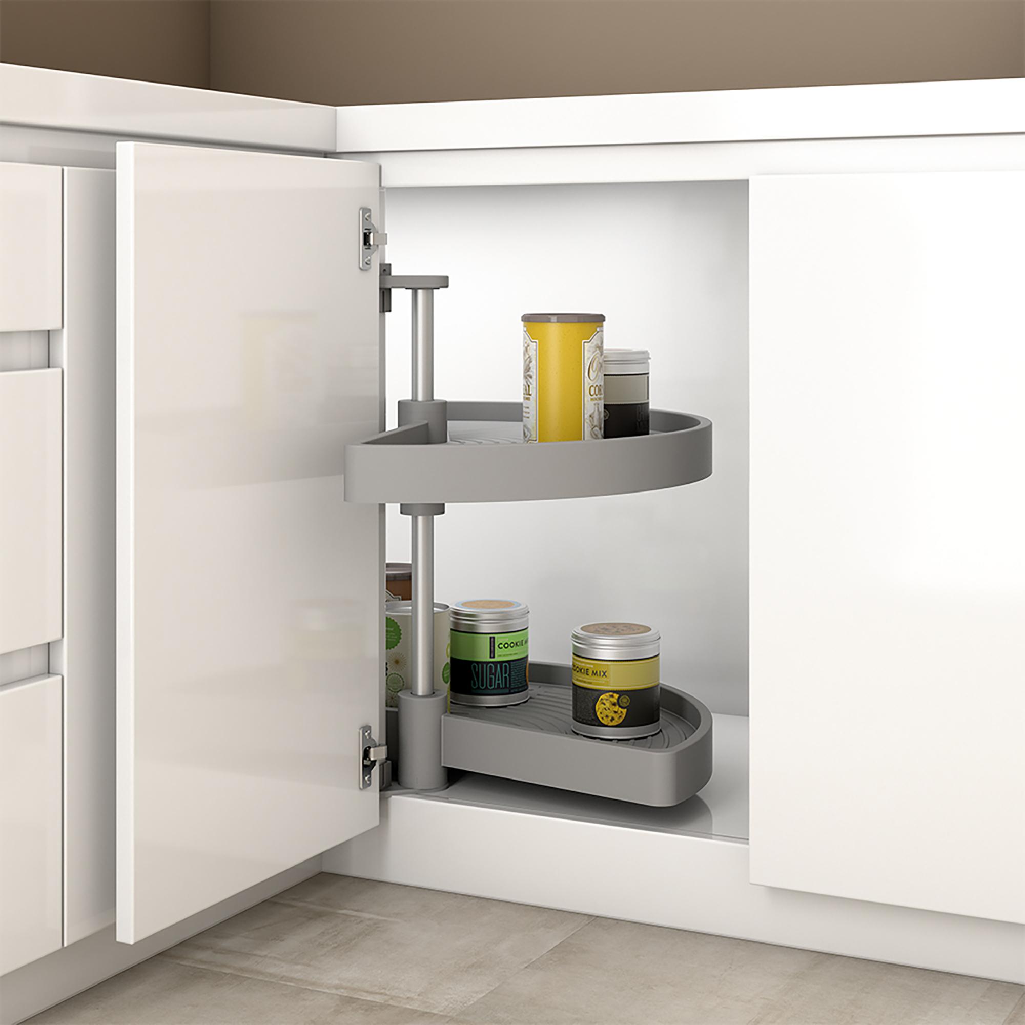 3 4 Carousel Emuca Swivel Shelf Trays for Kitchen Cabinet Corner Unit 