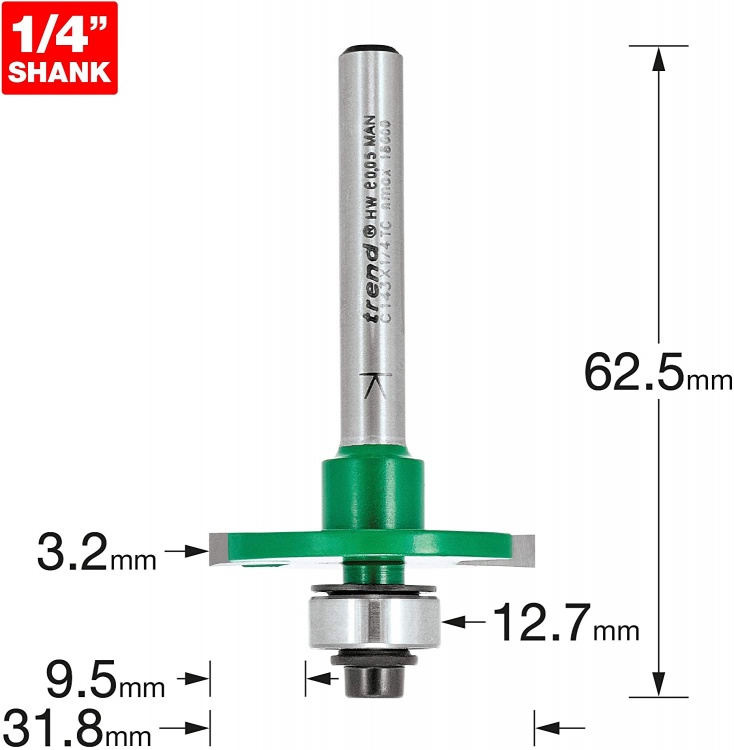 Trend Craft Pro 1/2 TC Freesfrees, Recht, 12,7 Mm Schacht, Diameter 12 Mm Snijlengte 63 Wolfraamcarbide Tweesnedig X 753136391