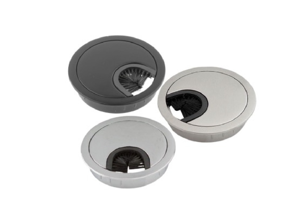 4-Pack Desk Grommet – 50mm Hole Size, Black ABS & Rubber Wire Organizer, Cable Pass-Through For Workstations, Office, Home