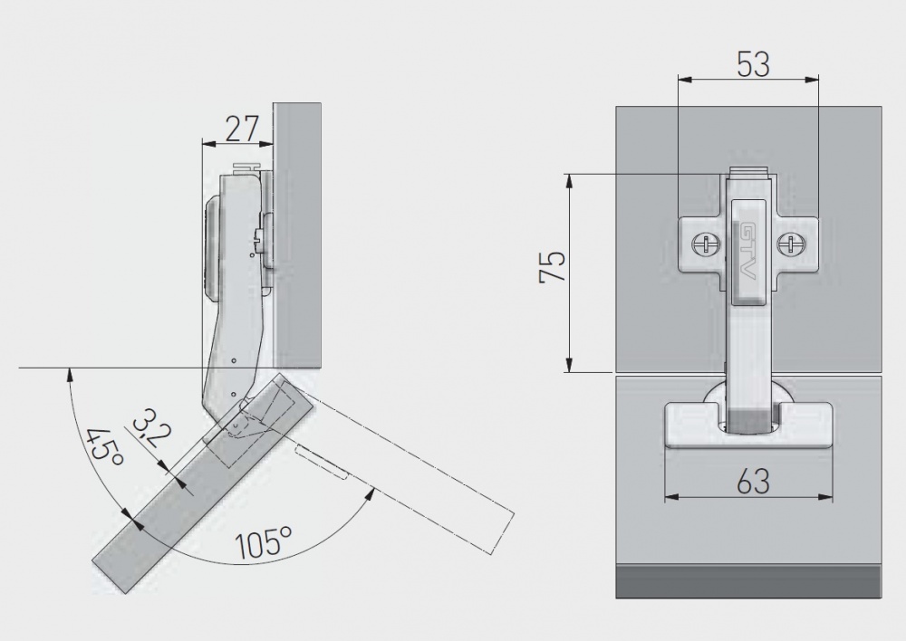 Door Hinge 45 Degree