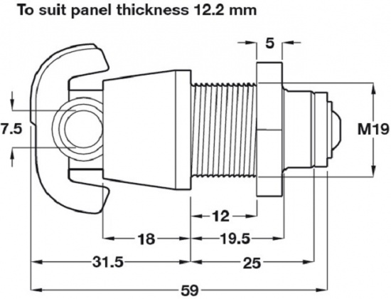 Padlockable Cam Lock System, for 6.5, 12.2 or 19.2 mm Panels